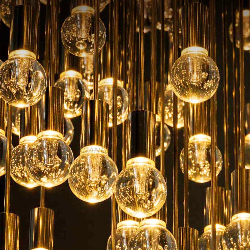 Afralia™ Large Gold LED Crystal Ball Chandelier for Modern Luxury Living Room