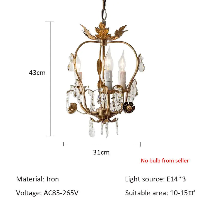 Afralia™ Iron Crystal Chandelier for Corridor, Bedroom, Restaurant, Bar, Locker Room