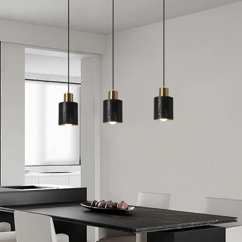 Afralia™ Black Travertine LED Pendant Lamps: Nordic Modern Home Decoration Interior Hanging Light