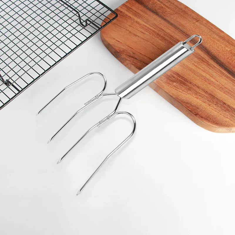 Afralia™ Stainless Steel Roasting Fork for Grilled Turkey, Lamb, Chicken - BBQ Tool