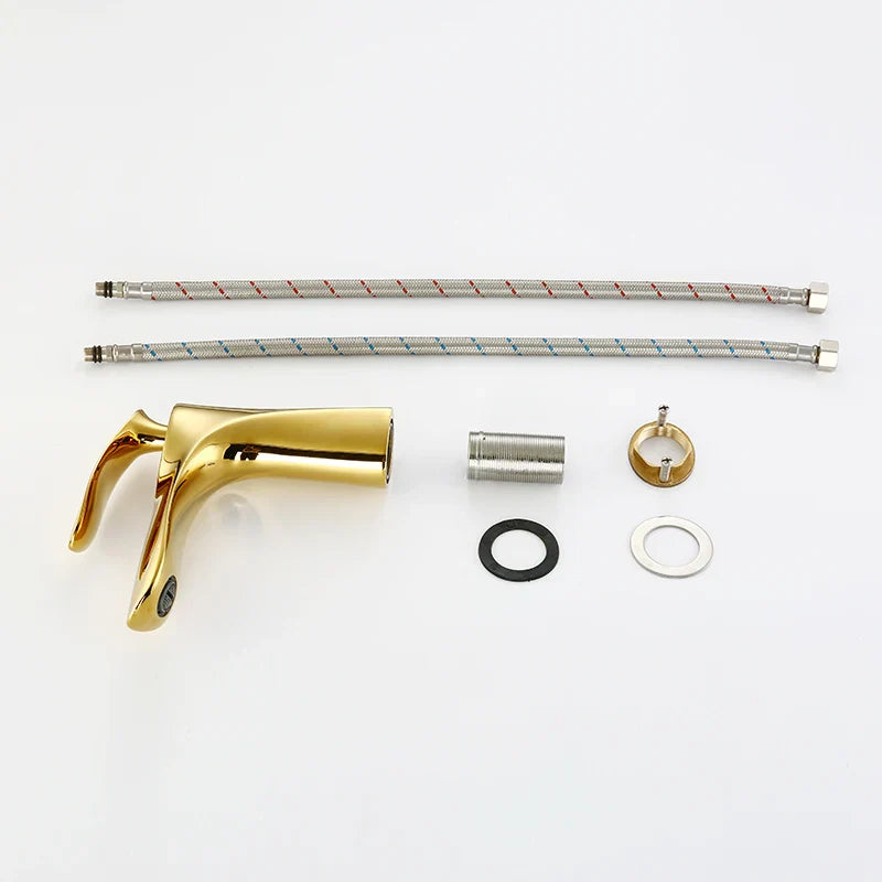 Afralia™ Gold Basin Mixer Tap High Golden Waterfall Faucet for Washbasin and Toilet