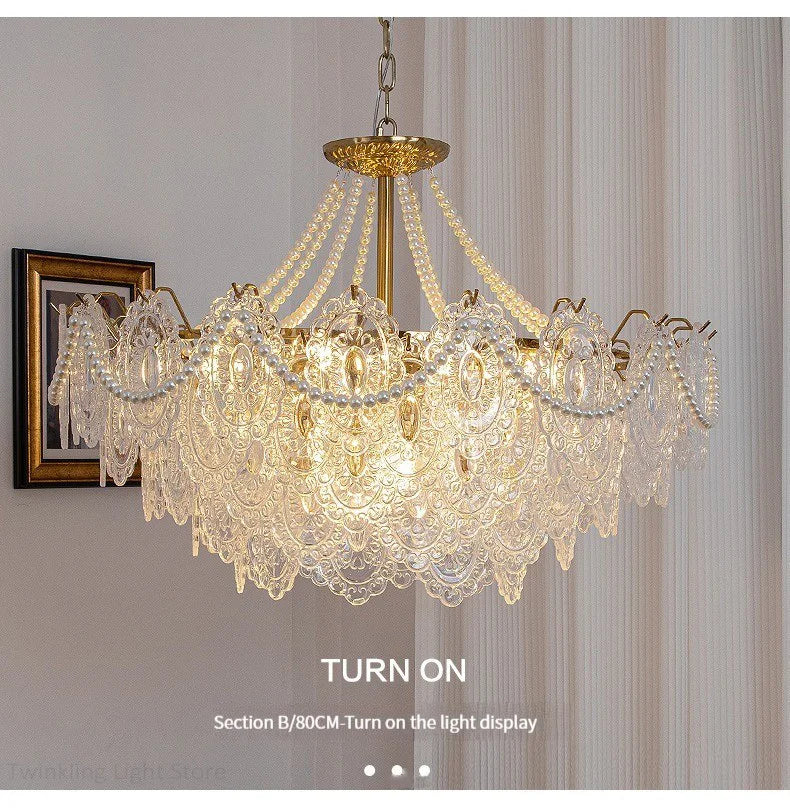 Afralia™ Metal Art Glass Chandelier Pendant Light for Modern Living Room Kitchen Decoration
