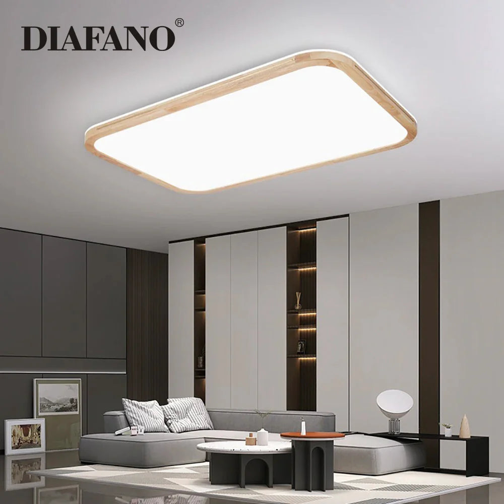 Afralia™ Wood LED Ceiling Lamp | Decorative Solid Wood & Acrylic Panels