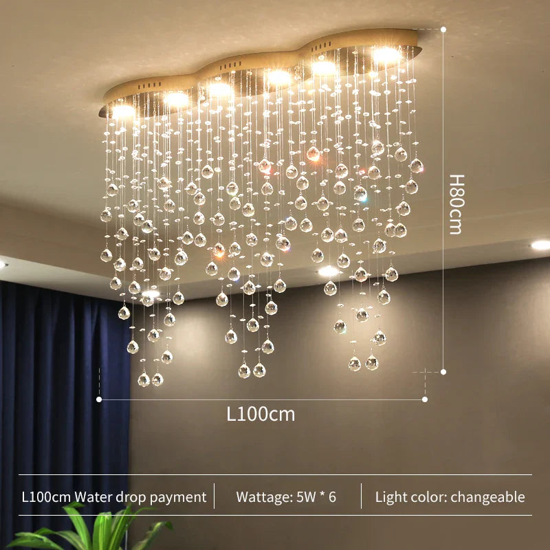 Afralia™ Water Drop Crystal Chandelier: Elegant Cafe & Bar Decor
