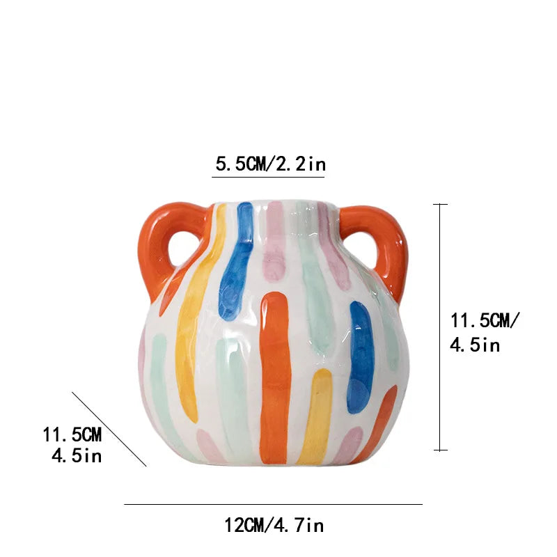 Afralia™ Cartoon Ceramic Vase Teapot Handmade Porcelain Flowerpot Decoration Accessories