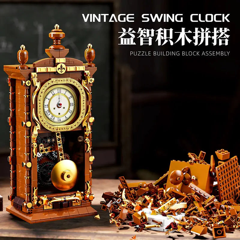 Afralia™ Swing Clock Building Blocks - DIY Retro Pendulum Construction Set