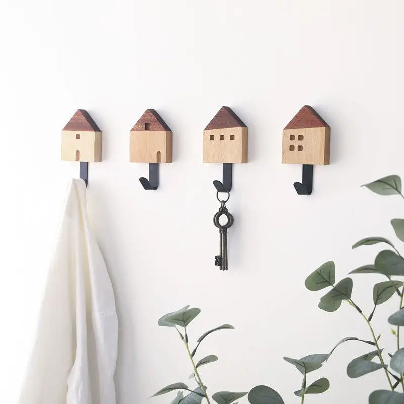 Afralia™ Nordic Wood Clothes Hook Wall Mounted Entryway Bedroom Decoration