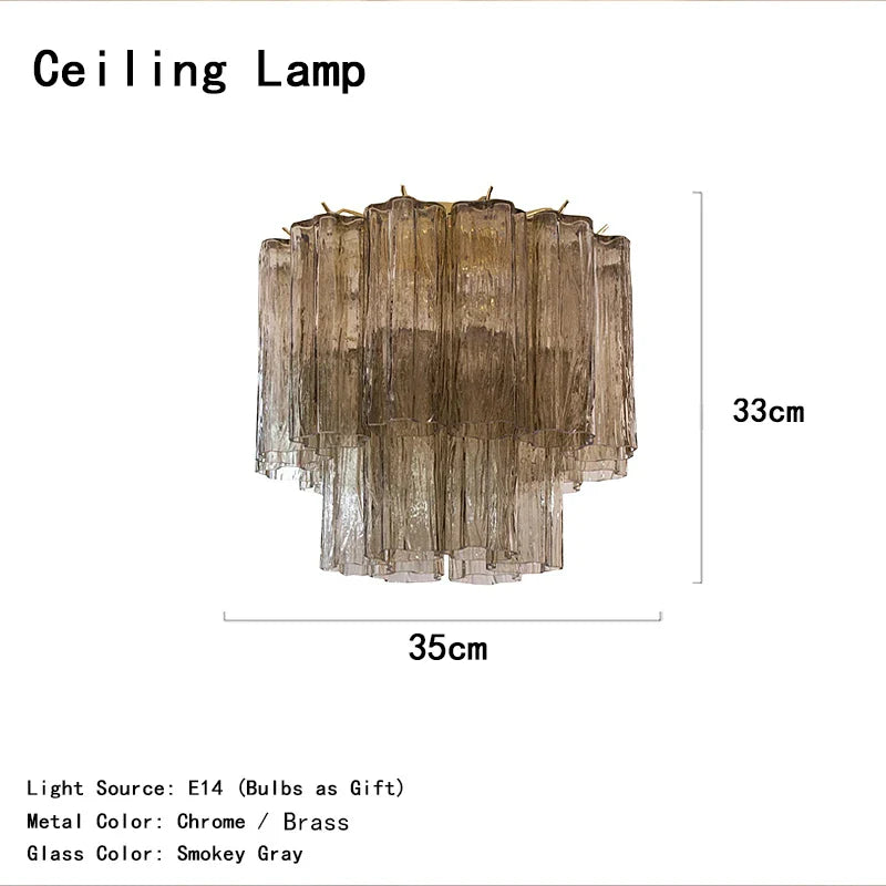 Afralia™ Smokey Gray Glass Chandelier: Scandinavian Murano Flower Lighting for Dining Room