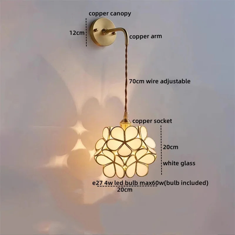Afralia™ Copper Glass LED Wall Sconce Pull Chain Switch - Modern Stair Light Fixtures