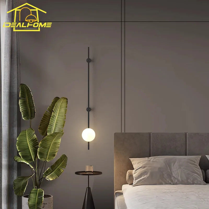 Afralia™ Modern Black Wall Lamp LED E27 Double Head Bedroom Living Room Decor