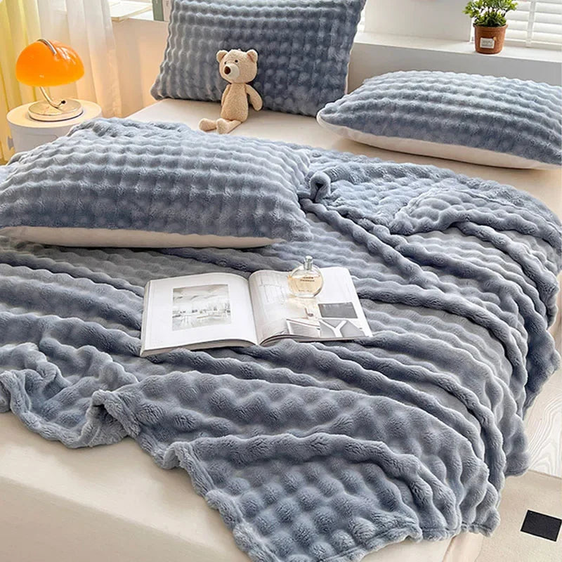 Afralia™ Bubble Velvet Blanket: Soft Cozy Flannel Sofa Cover, Single/Double, Office Nap & Air Conditioning