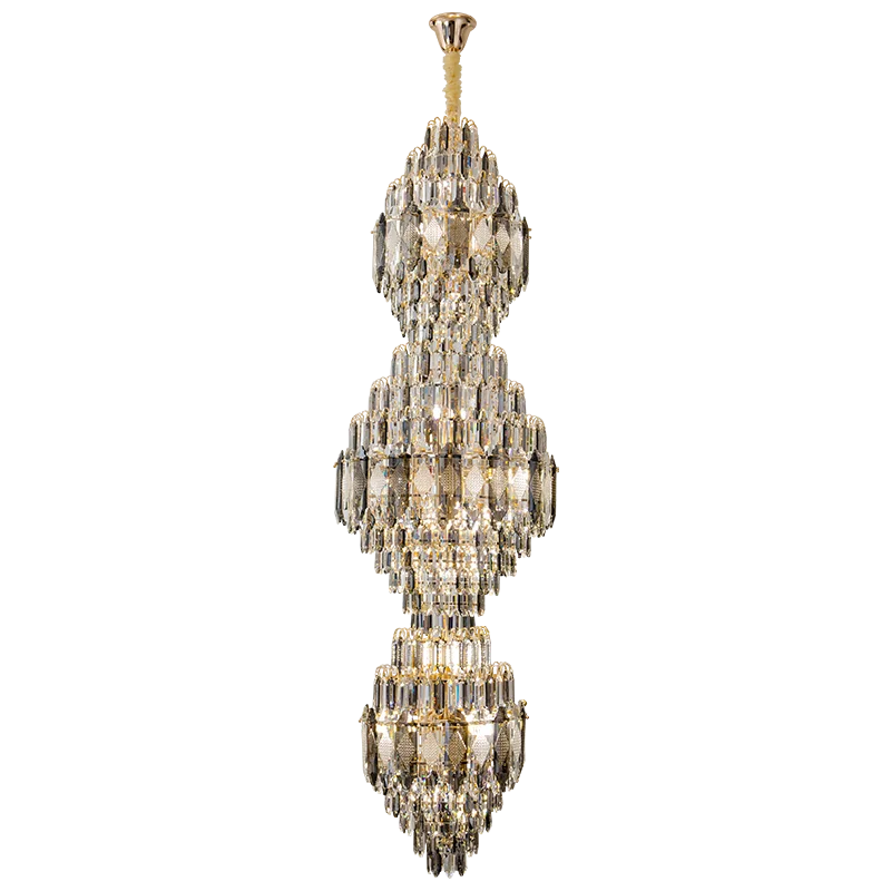 Afralia™ Spiral Staircase Crystal Chandelier - Duplex Floor Living Room Hotel Lobby Lighting