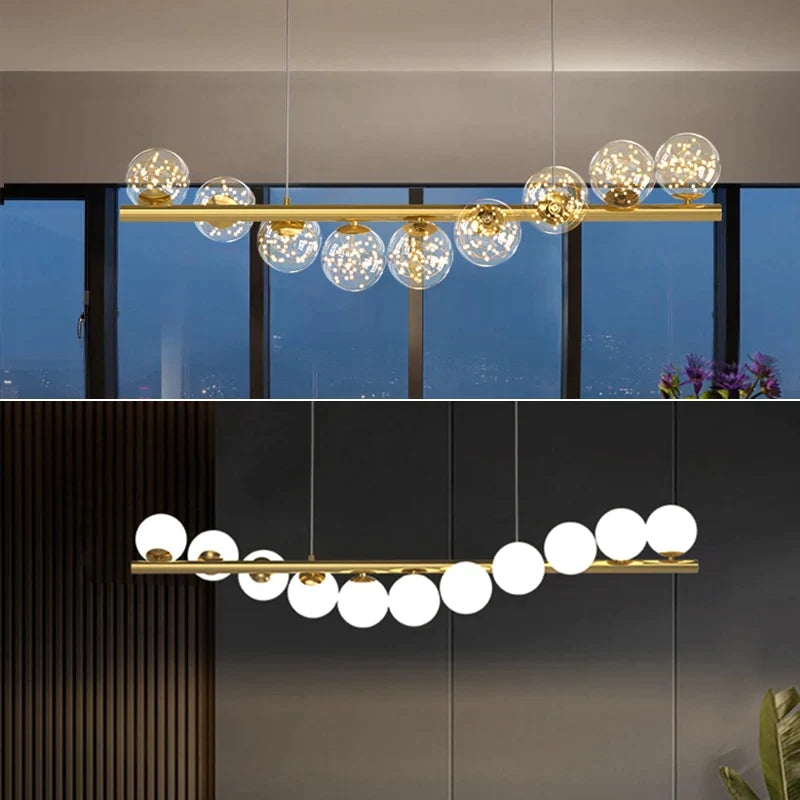 Afralia™ Glass Ball G9 LED Ceiling Chandelier for Living Dining Kitchen Decor