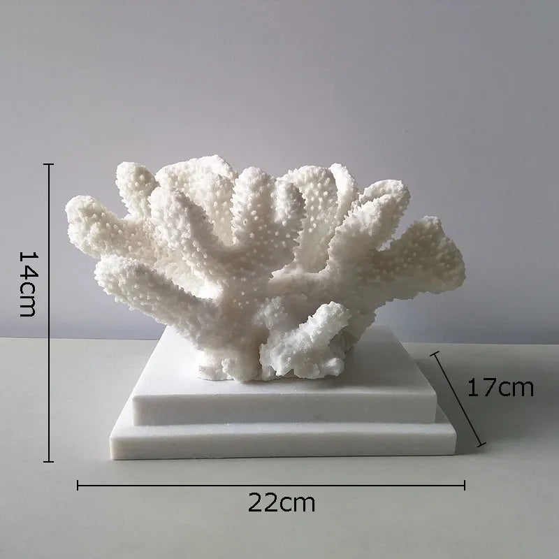 Afralia™ White Coral Resin Sculpture Modern Desk Decor Art Crafts Ornament