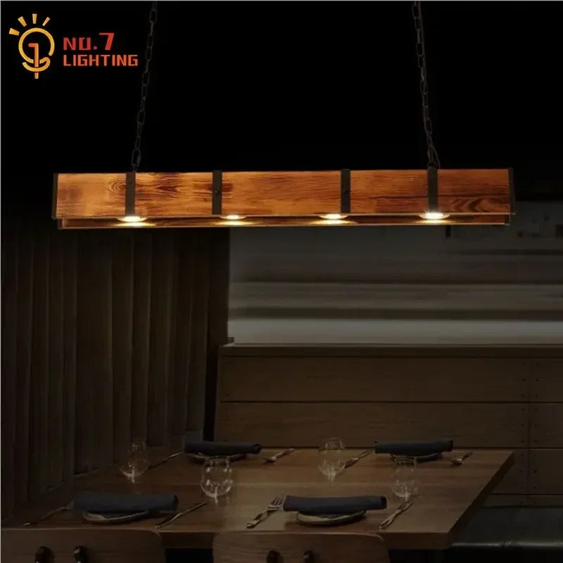 Afralia™ Industrial Wood Pendant Lights for Home Decor, Restaurant, Bar, Cafe