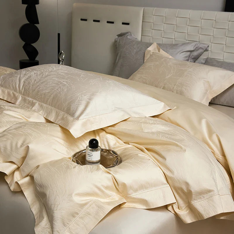 Afralia™ Luxury Jacquard Egyptian Cotton Queen King Bedding Set 4Pcs