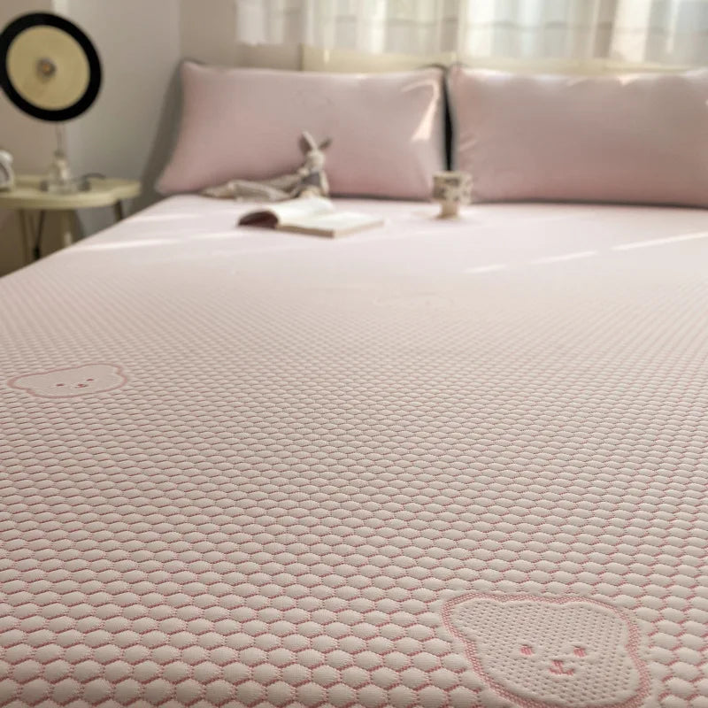 Afralia™ Cooling Ice Bean Sheet Set: Breathable Rayon Mat & Pillowcases for Summer Bed