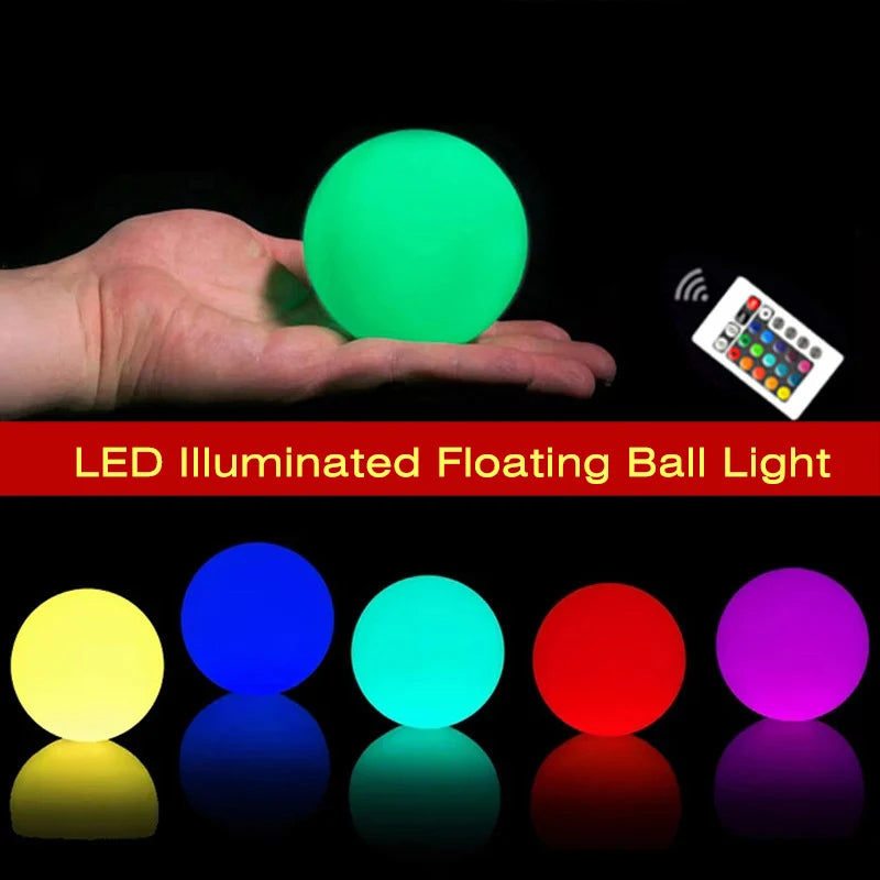 Afralia™ LED Pool Ball Light - Colorful Remote Control Floating Night Lamp