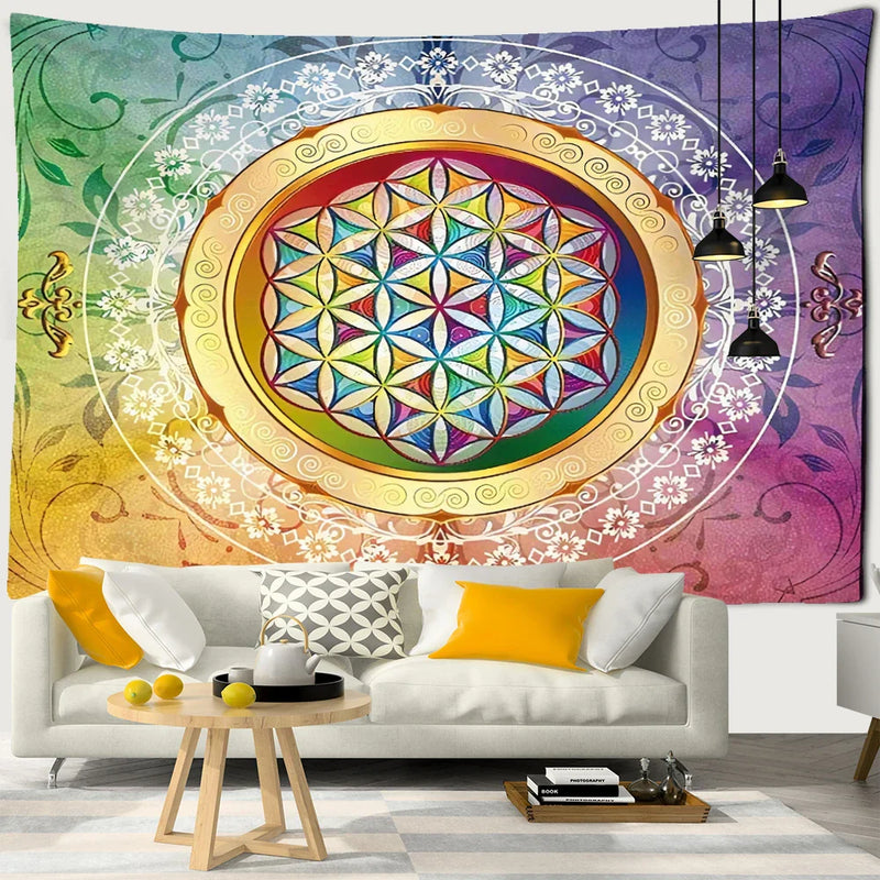 Colorful Mandala Tapestry Wall Hanging for Bohemian Home Decor by Afralia™