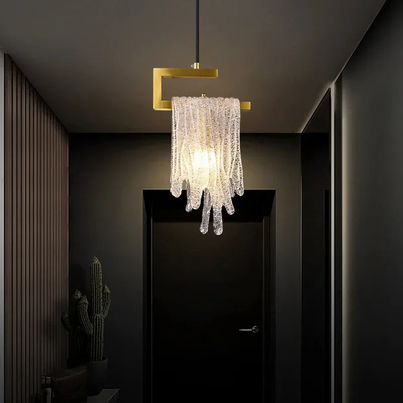 Afralia™ Copper Glass Suspension Chandelier Dining Room Living Room Lamp