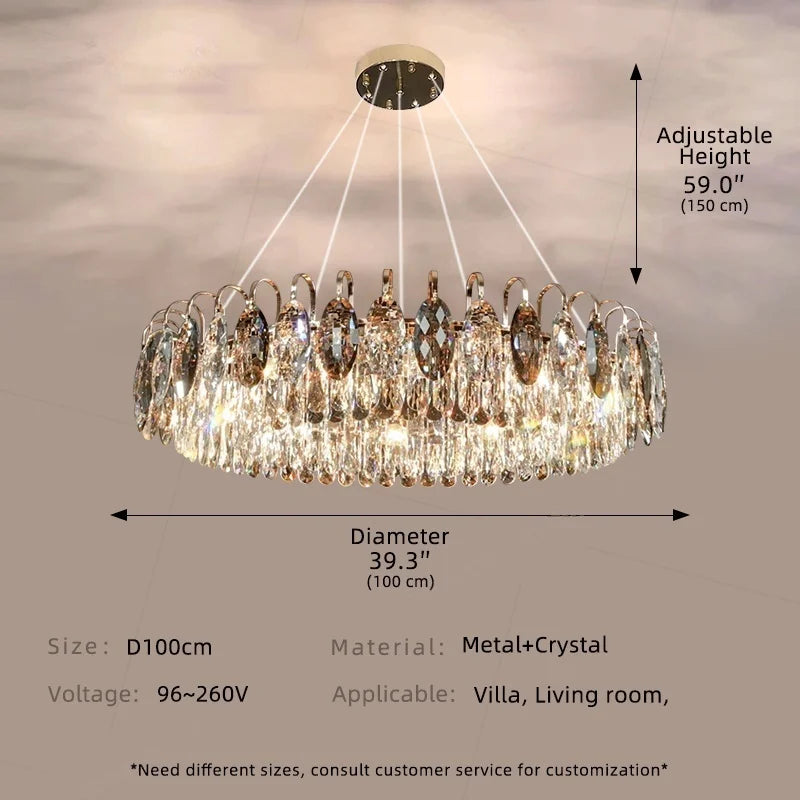 Afralia™ Crystal Chandelier Pendant Light Modern Minimalist Luxury Lighting