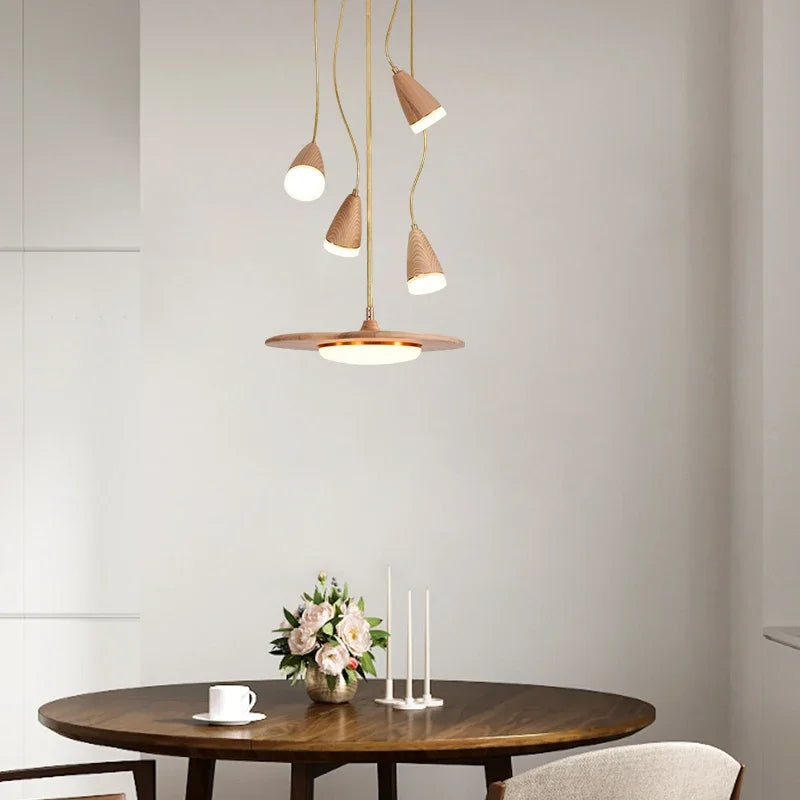 Afralia™ Wood 3-Light Chandelier for Kitchen Home Decor & Dining Room