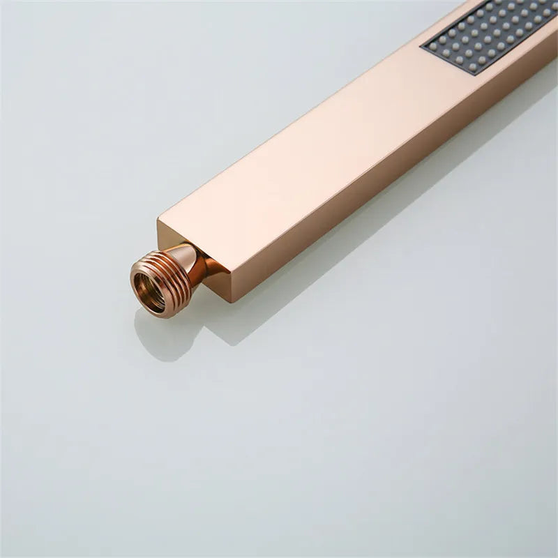 Afralia™ Rose Gold Square Shower Set with 10" Rainfall Head, Wall/Ceiling Mount