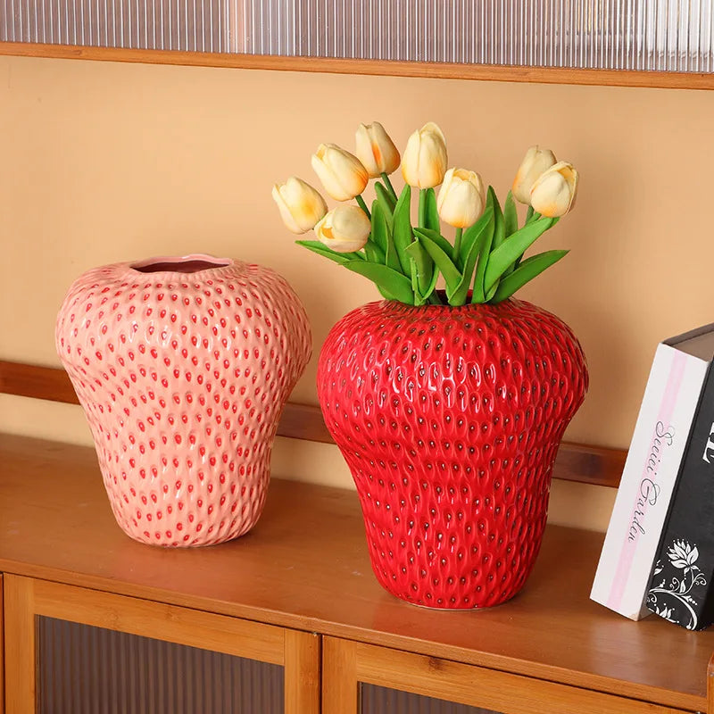 Afralia™ Strawberry Vase: Ceramic Kids Room Decor & Flower Pot - Home & Floral Accessory