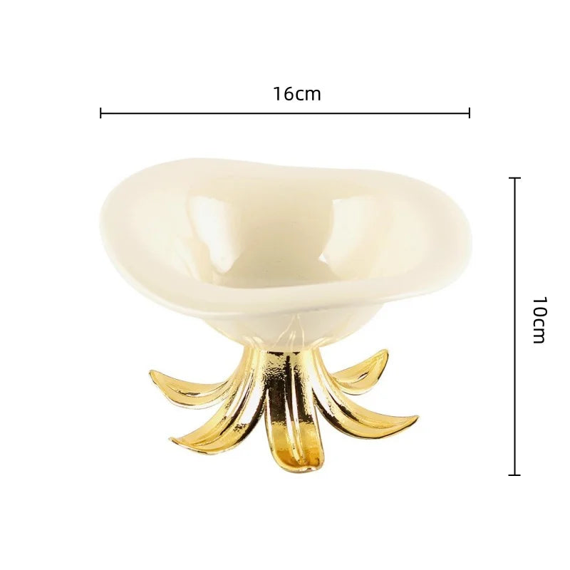 Afralia™ Golden Branches Ceramic Fruit Plate Tray Bowl Home Decoration Accessories
