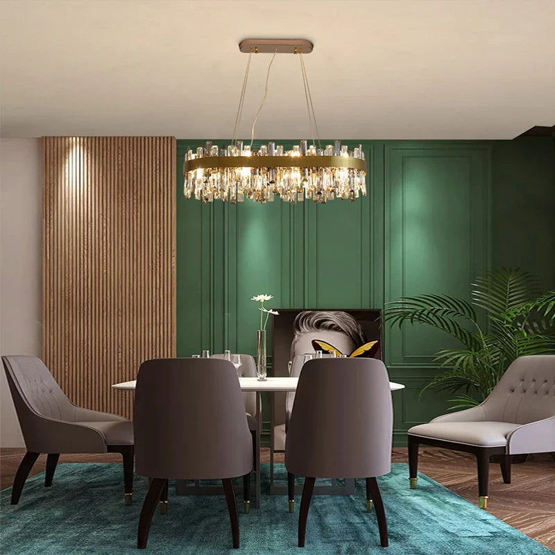 Afralia™ Crystal Ceiling Chandelier LED Hanging Lamps for Living Room Luxe Décor