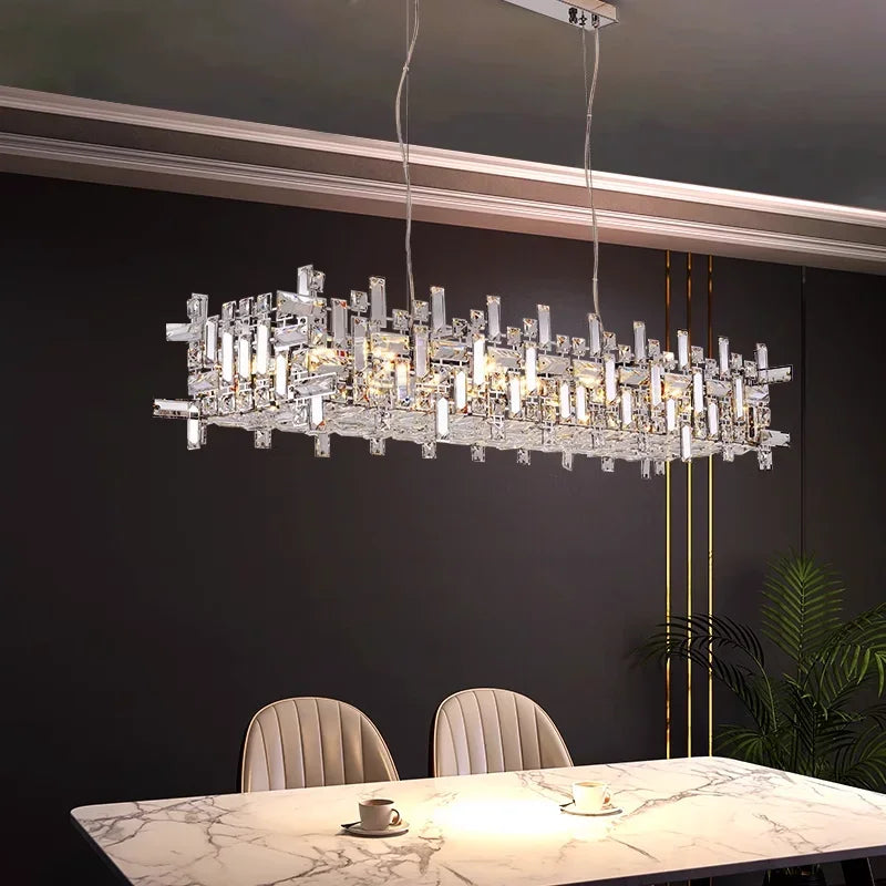 Afralia™ Square Crystal Pendant Chandelier for Modern Living Room, Bedroom & Dining Room