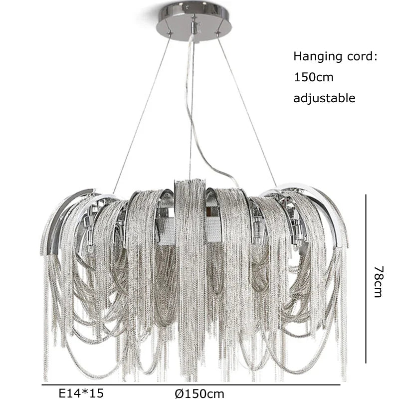 Afralia™ Aluminum Chain Pendant Lights Postmodern Tassel Hanging Lamp for Dining Table