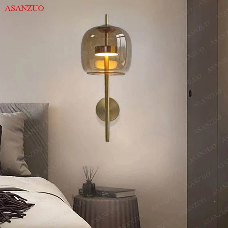 Afralia™ Luxury Glass Wall Lamp for Bedroom Living Room Decor Lighting