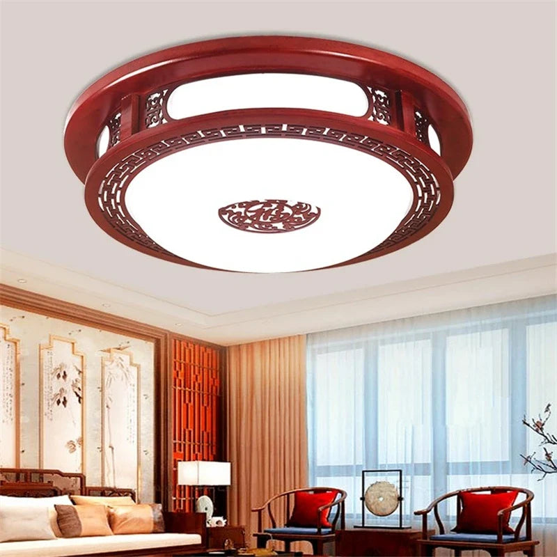 Afralia™ Solid Wood LED Ceiling Lights for Modern Living Room and Bedroom