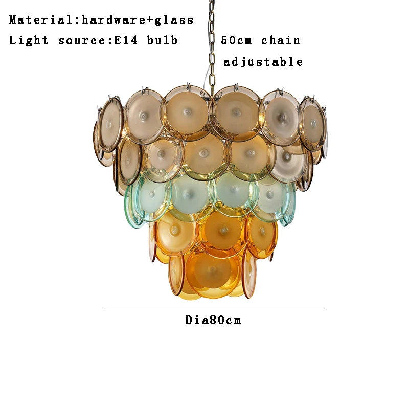 Afralia™ Colorful Glass LED Ceiling Chandelier: Vintage Pendant Home Decoration for Living Room