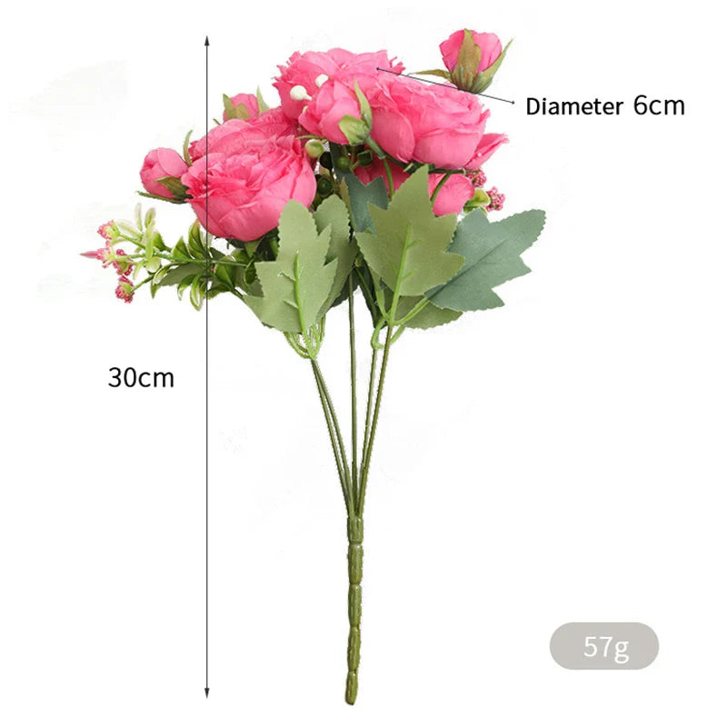 Afralia™ Silk Peony Bouquet: 5 Big Head 4 Bud Artificial Flowers for Home Wedding Decor