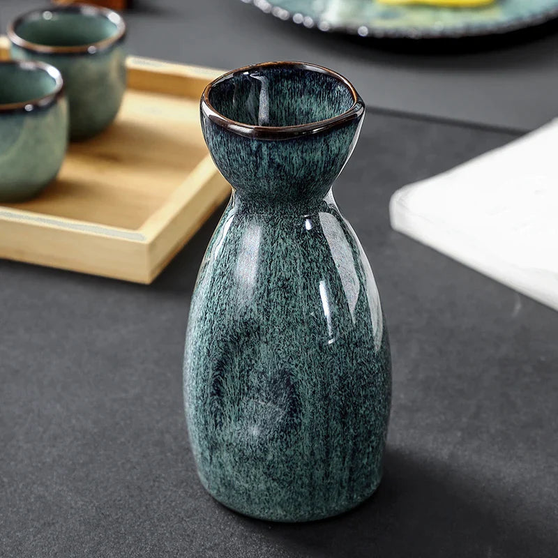 Afralia™ Japanese Vintage Pottery Wine Set | Sake & Shochu Pot Commercial Dispenser