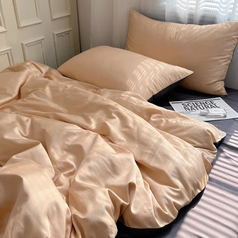 Afralia™ Ice Silky Solid Bedding Set - Cooling Satin Smooth Quilt Cover Set