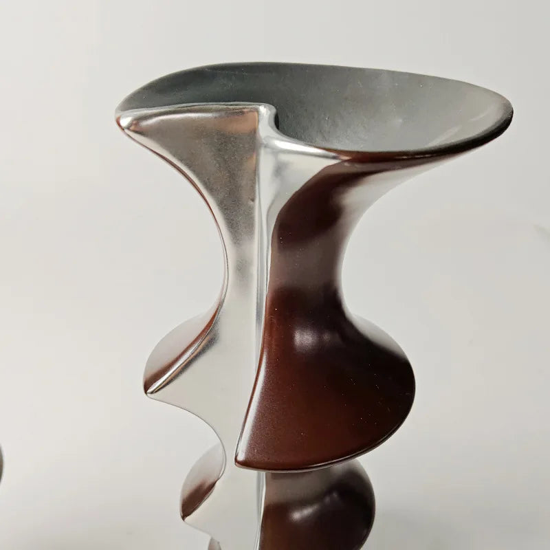 Afralia™ Red Bamboo Knot Ceramic Vase: Handcrafted Geometric Home Decor & Floral Arrangement