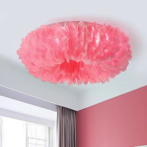 Afralia™ Feather Ceiling Lamp: Stylish Round DownLights with E27 Bulb for Home Decor