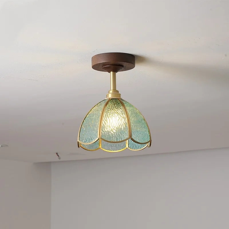 Afralia™ LED Glass Wood Ceiling Lamp for Modern Indoor Lighting and Decoration