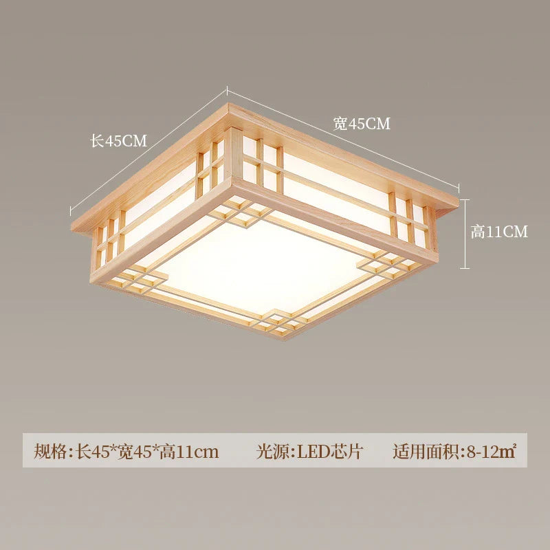 Afralia™ Solid Wood Ceiling Chandelier Light for Home Decor, LED Square Lamp for Living Room