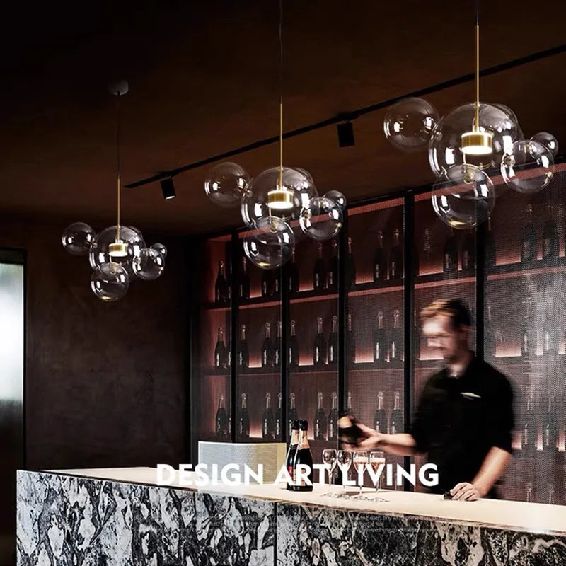 Afralia™ Bubble Glass LED Chandelier for Kids Room Kitchen Office Restaurant