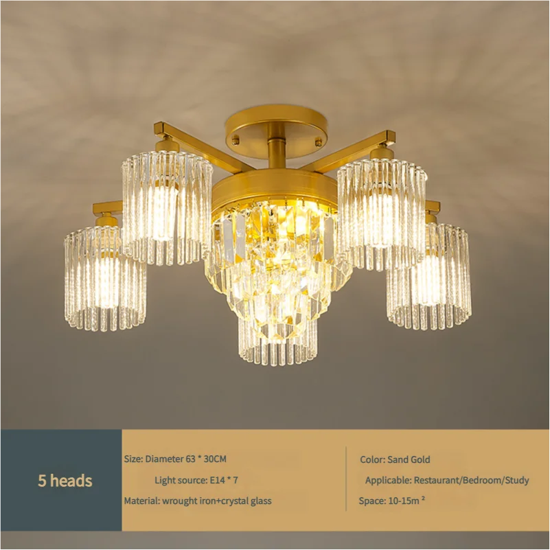 Afralia™ Modern Crystal Ceiling Lamp with Gold and Black Shade