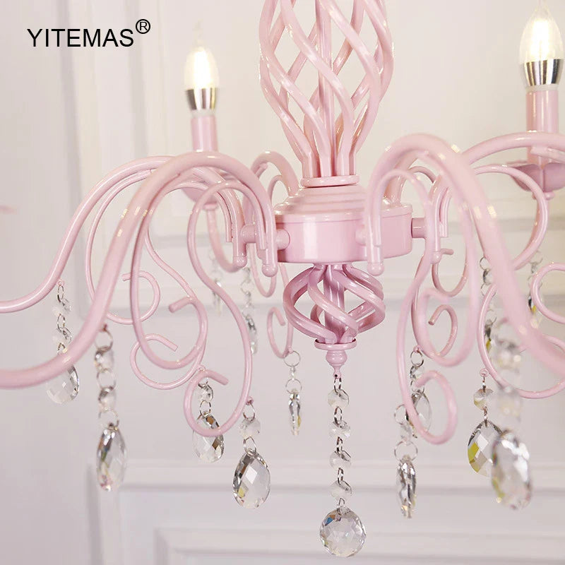 Afralia™ Pink Crystal Chandelier: Stylish Lighting for Kids' Room