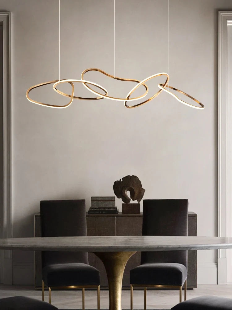 Afralia™ Nordic LED Circle Chandelier in Gold/Rose Gold for Dining Room & Kitchen