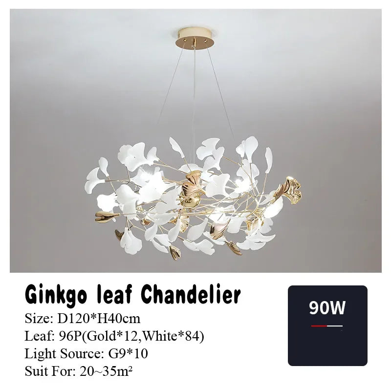 Afralia™ Ginkgo Leaf Pendant Chandelier for Nordic Romantic Living Room Decor