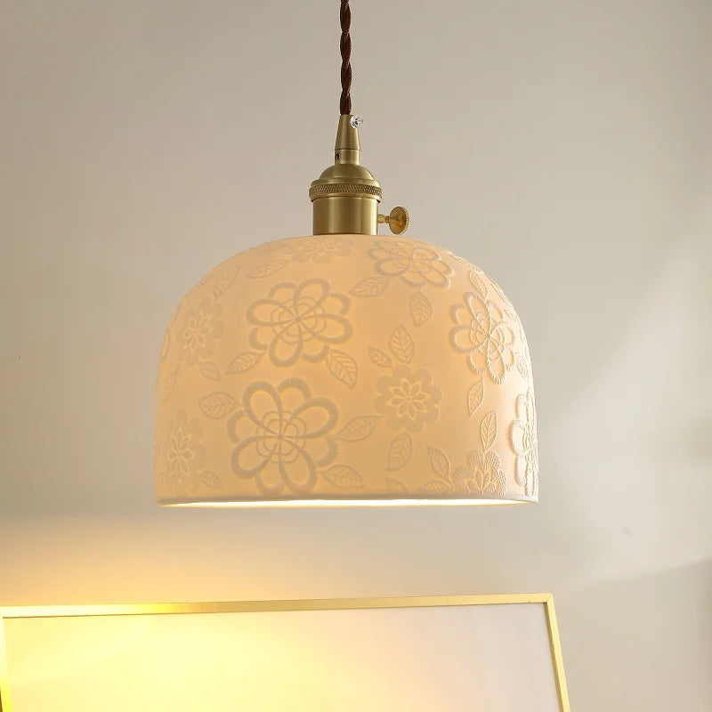 Afralia™ Ceramic Copper LED Pendant Lamps Modern Hanging Light Fixtures