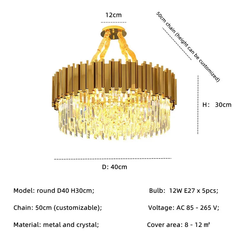 Afralia™ Gold Crystal LED Pendant Lights for Dining Room - Stunning Indoor Suspension Fixtures