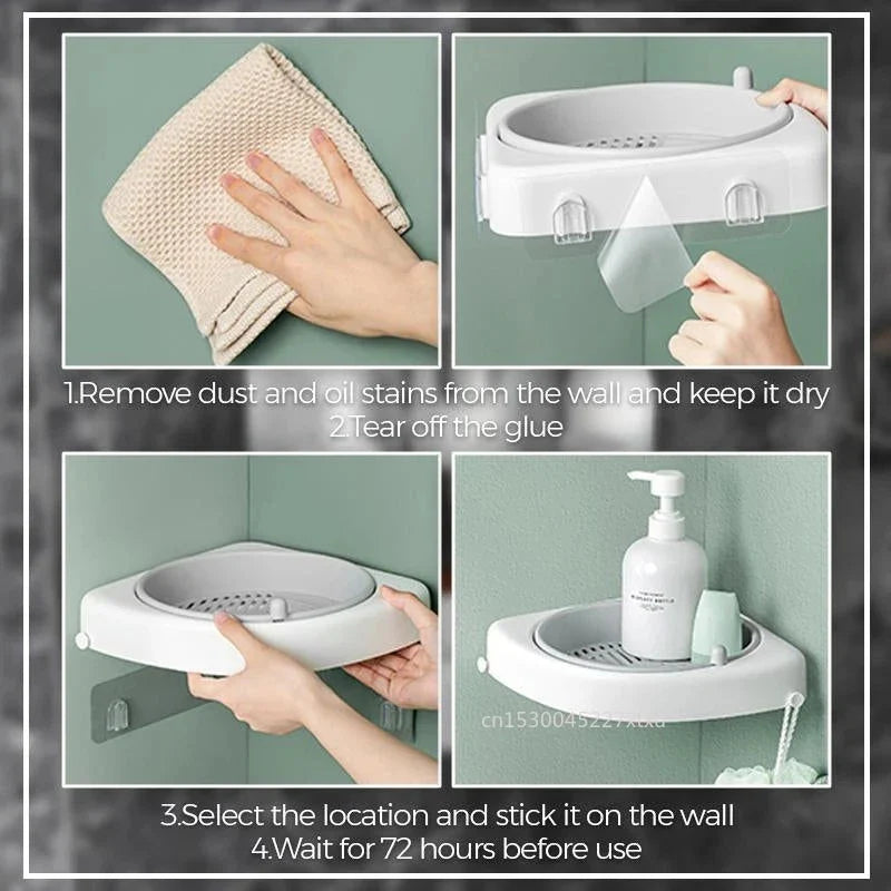 Afralia™ Rotatable Corner Shelf: Wall Mounted Triangle Rack for Bathroom and Kitchen Storage